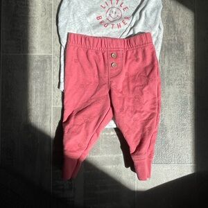 3/$20 Carter's Longsleeve “Little Brother” Bodysuit & Coral Joggers